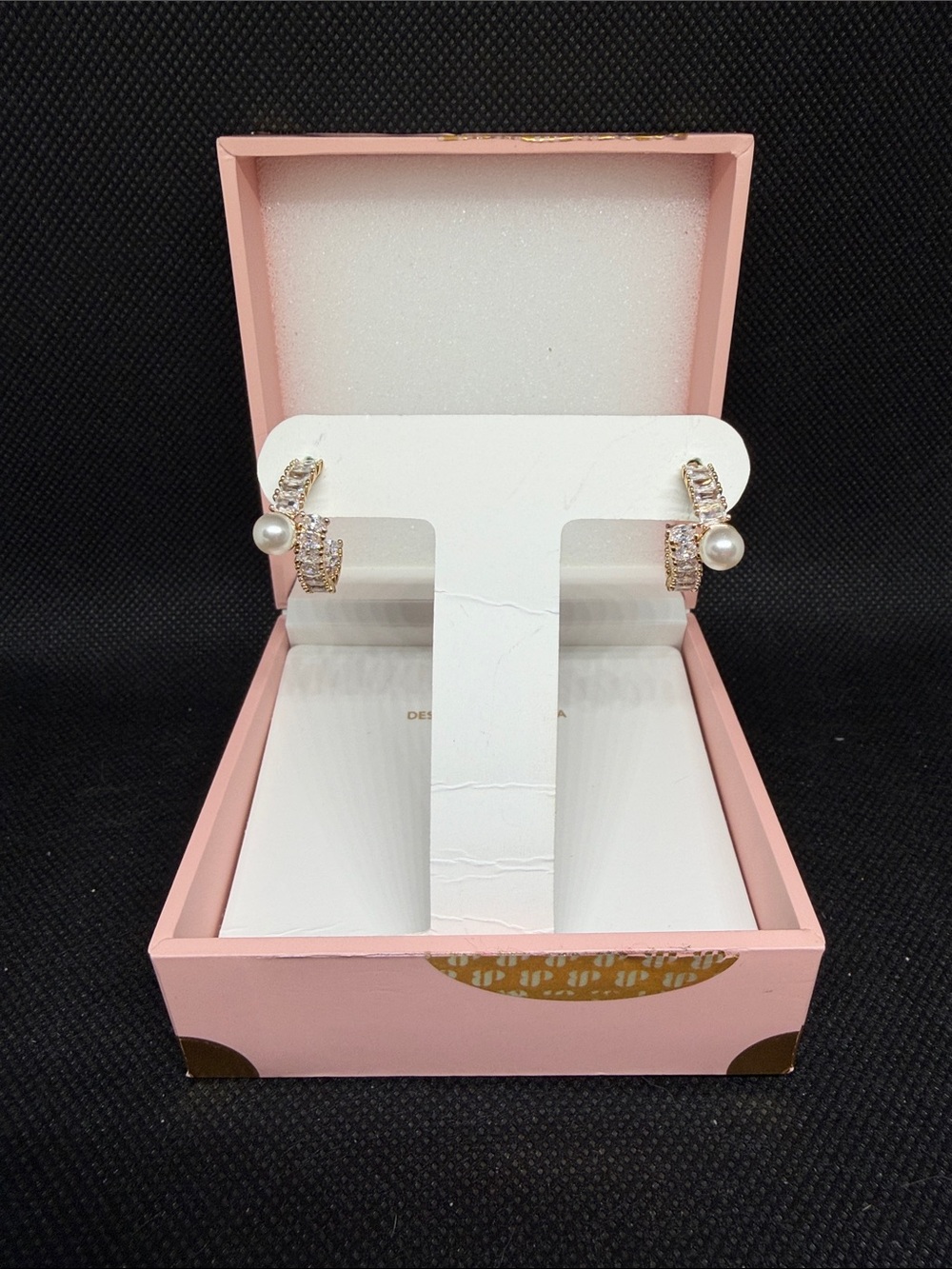 Pearl and CZ Hoop Earrings on Gold: June 26